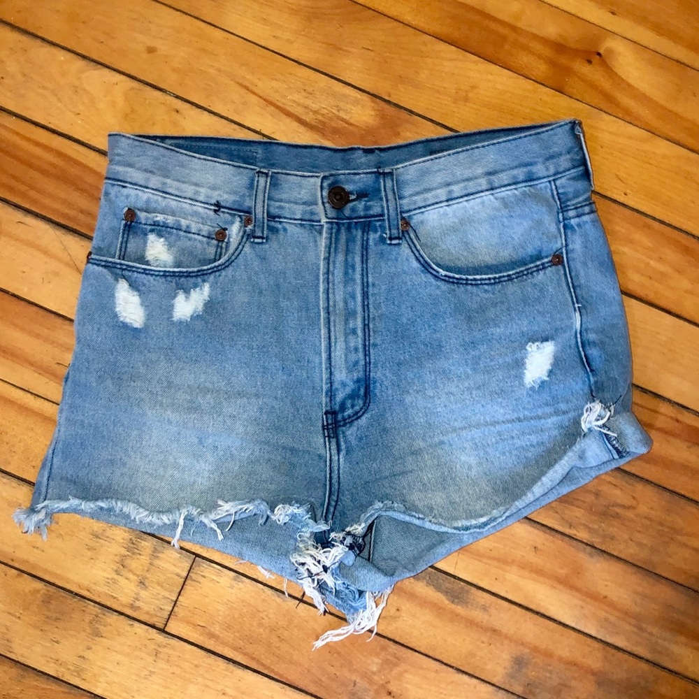High waisted denim shorts